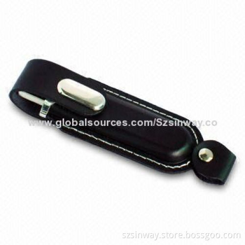 Leather USB Flash Drives, OEM, 2, 4, 8, 16 and 32GB, CE, RoHS, FCC Marks